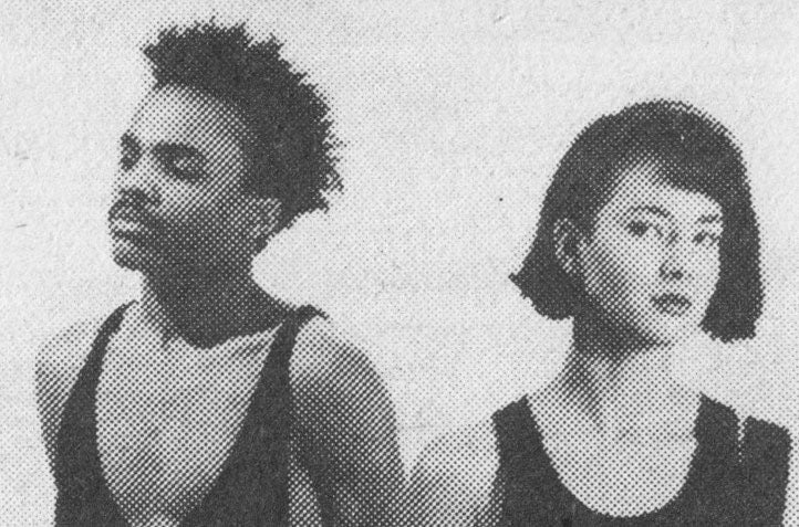 80s fashion head shots of Detroit area models Jerome Mongo & Jennifer Packula in Maurice Malone clothing in 1987 advertisement