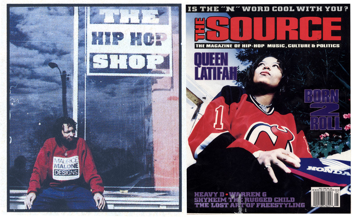 In May 1994, Maurice Malone, the visionary denim and fashion designer, was featured in The Source magazine in a photo outside his renowned Detroit clothing store, The Hip Hop Shop. Queen Latifah graces the cover.