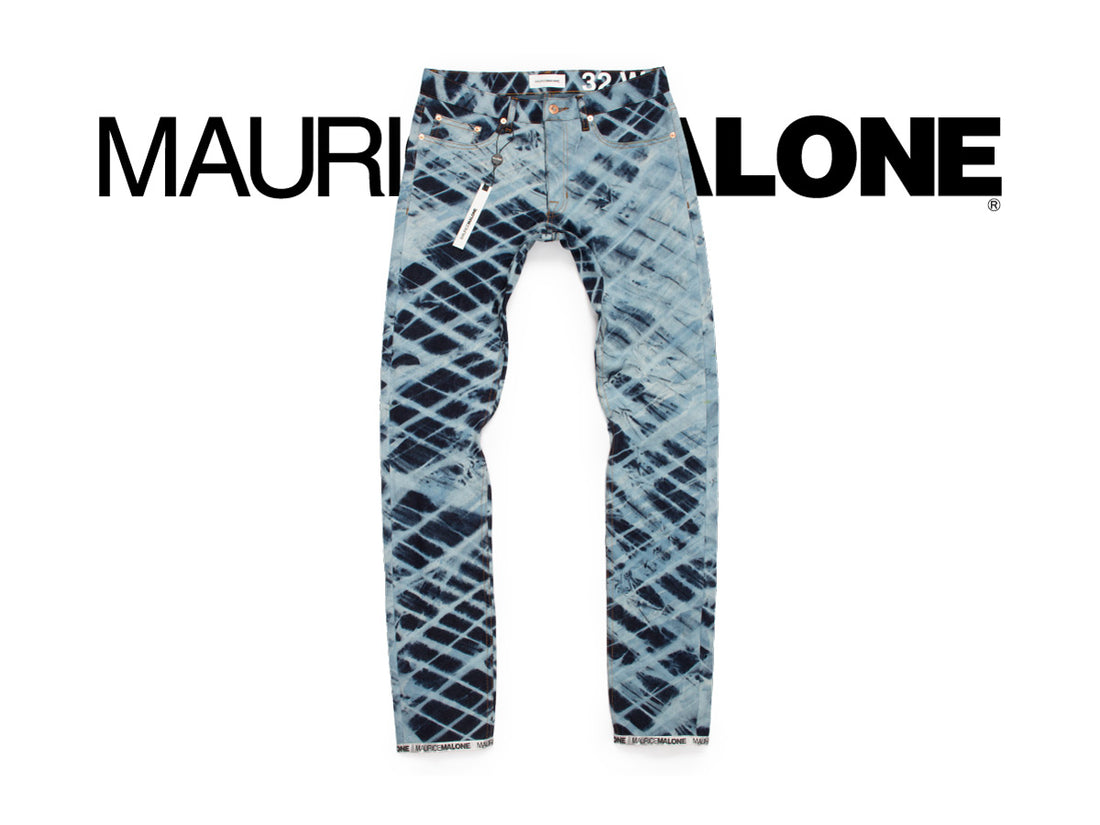 Maurice Malone jeans in shibori rippling wave by Arimatsu Shibori-Some