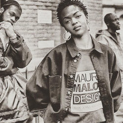 Lauryn Hill of hip hop group the Fugees wears Maurice Malone tee