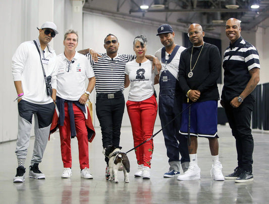 Left to right: Urban marketers: Peter Paul Scott, Andy Hilfiger and black streetwear designers: Karl Kani, April Walker, Maurice Malone with music mogal: Damon Dash and moderator Chris Denson