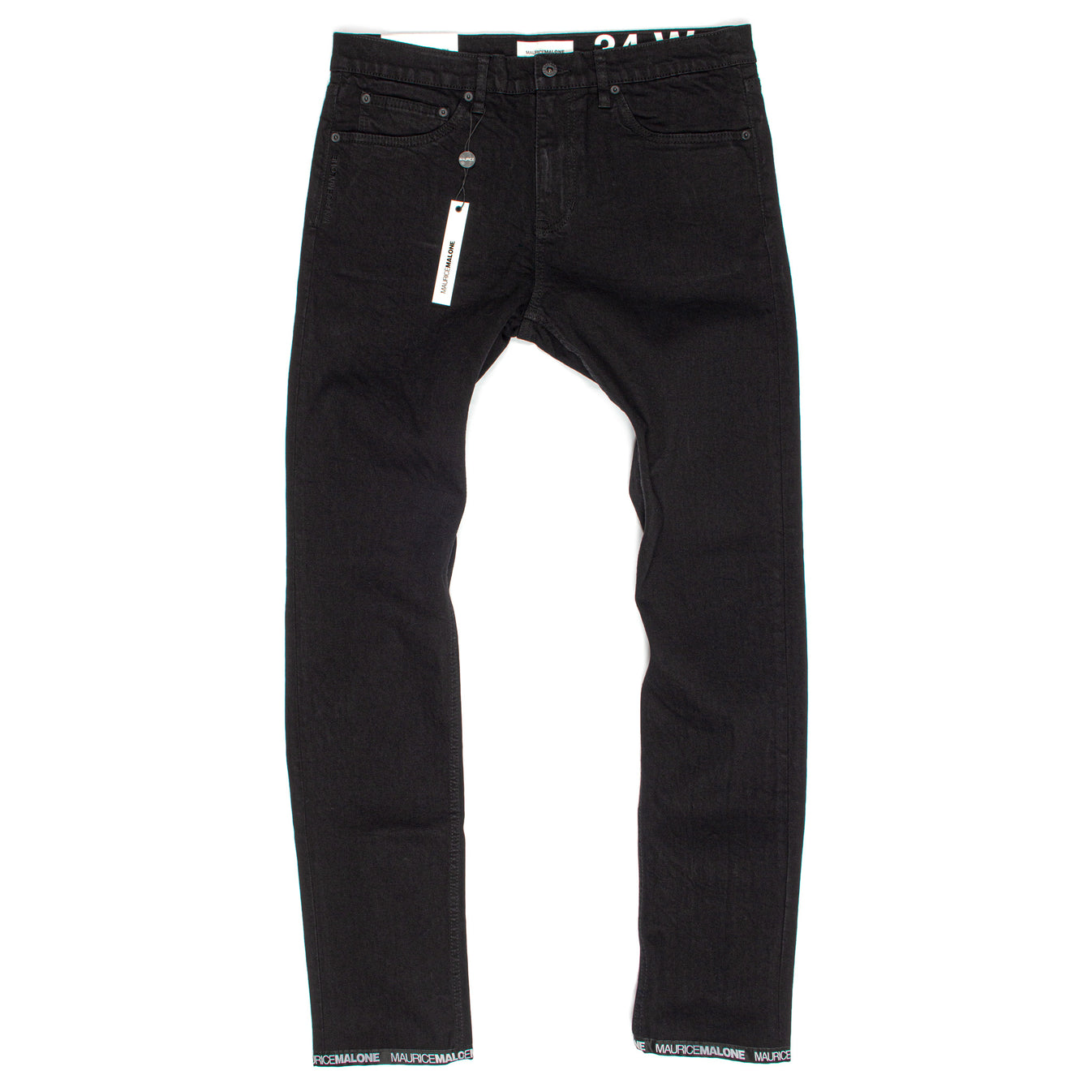 Streetwear Heritage: Men's Black Logo Cuff Jeans | Maurice Malone®