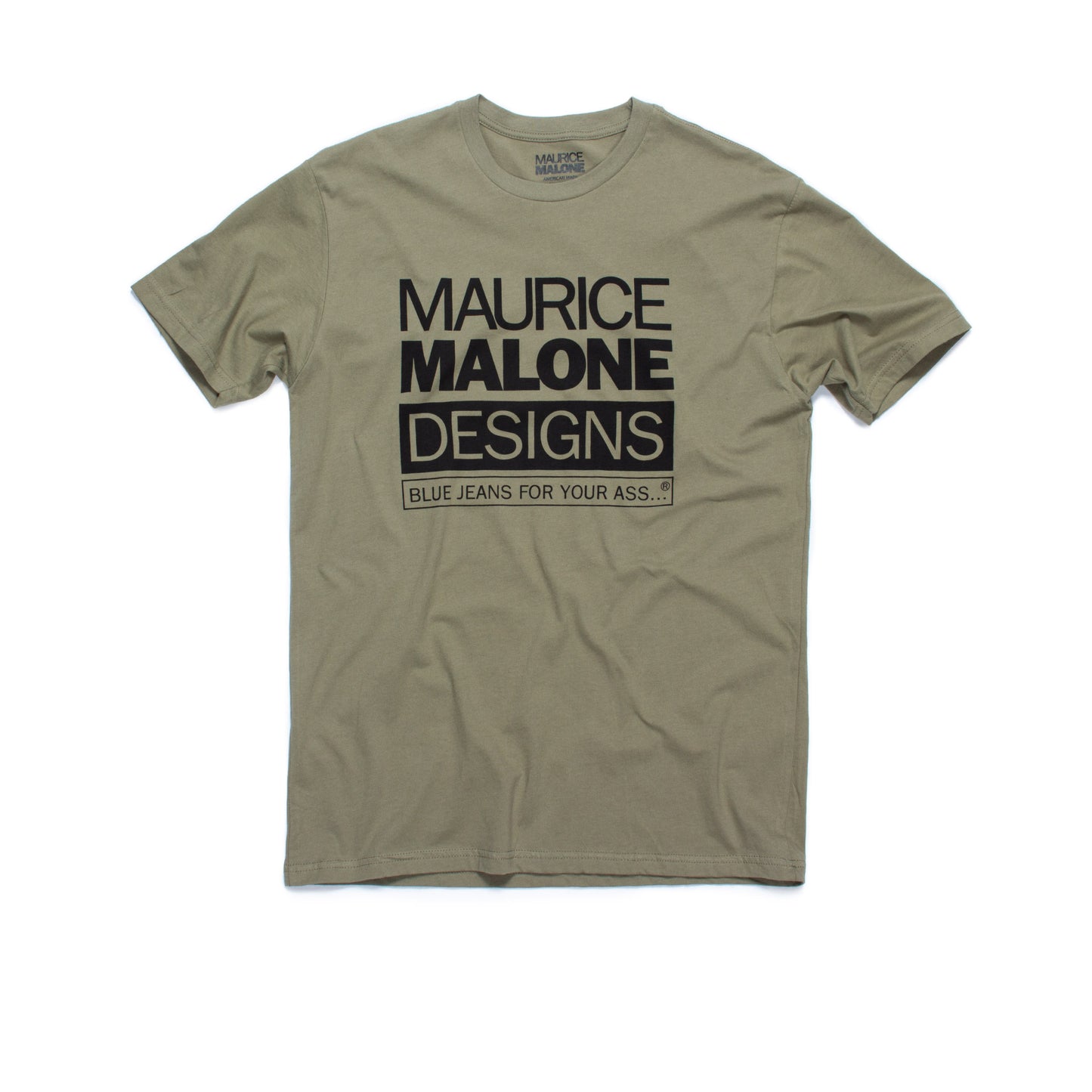 Olive Green iconic 90s designer streetwear brand t-shirt by Maurice Malone